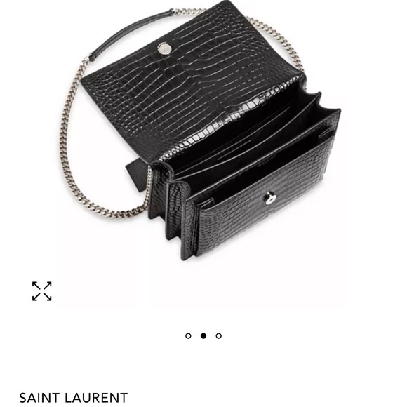 NWT YSL Sunset croc-embossed shoulder/crossbody bag. - Picture 2 of 6